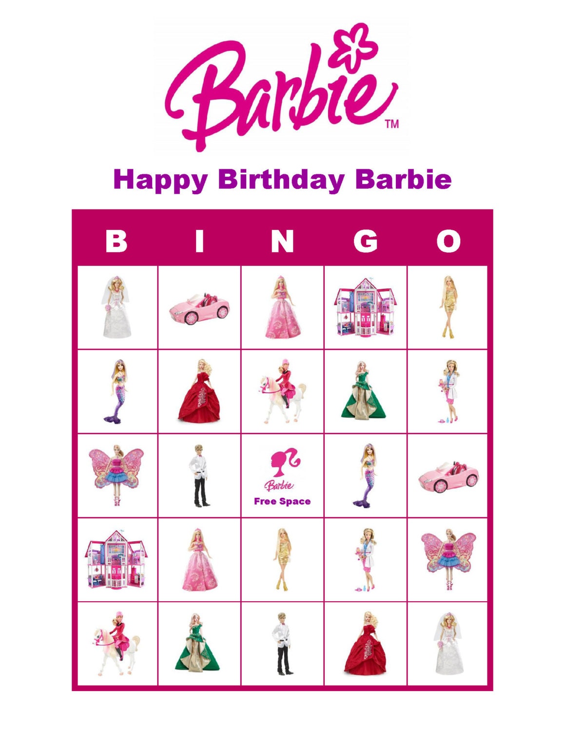 Barbie Doll Personalized Birthday Party Game By Trulybilleve 1208