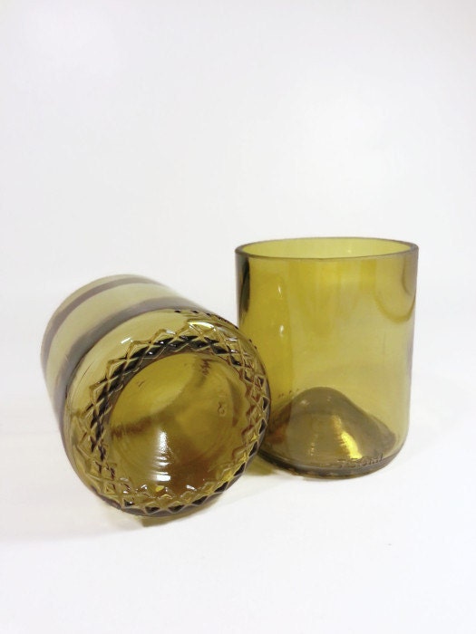 Set of 4 Drinking Glasses made from Upcycled Wine by RenewDecor