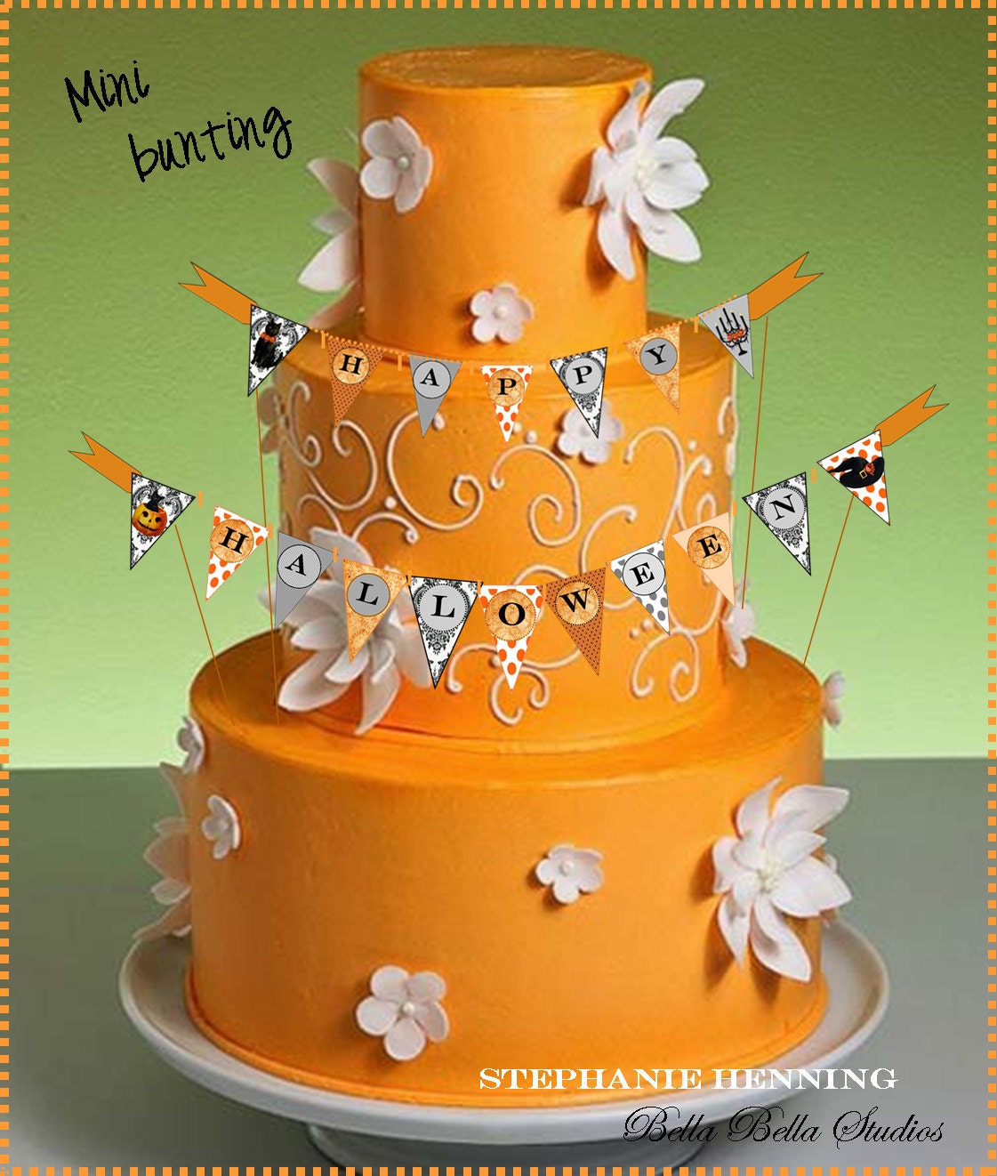 Happy Halloween diy PRINTABLE MINI BUNTING, Banner, Pennant Flags - 3 sizes included 5inch, 6inch, 7inch - Bella Bella Studios Il_570xn