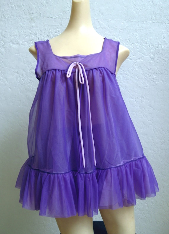 1960's Purple Baby Doll Pajamas Deadstock by MTvintageclothing