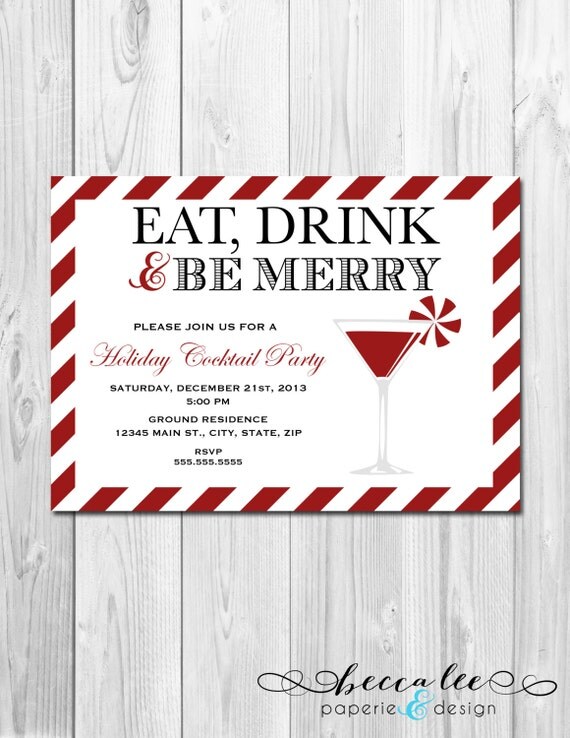 Holiday Party Invitation - Eat, Drink & Be Merry - DIY - Printable Il_570xn