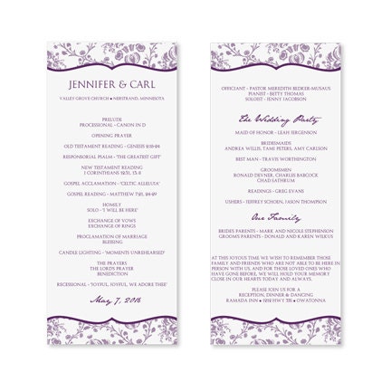 Free Wedding Program Template S Word Adjectives