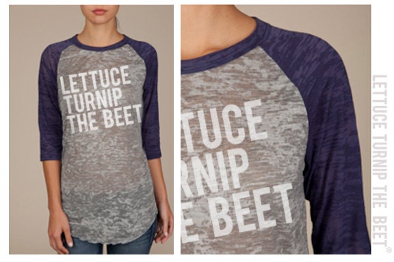 lettuce turnip the beet - burnout baseball jersey in navy and grey - unisex sizes