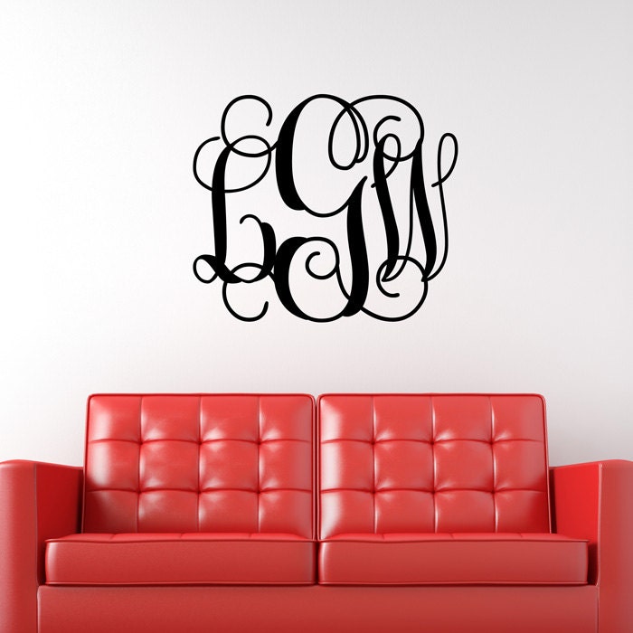Monogram Initials Wall Decal Fancy Wall by michellechristina