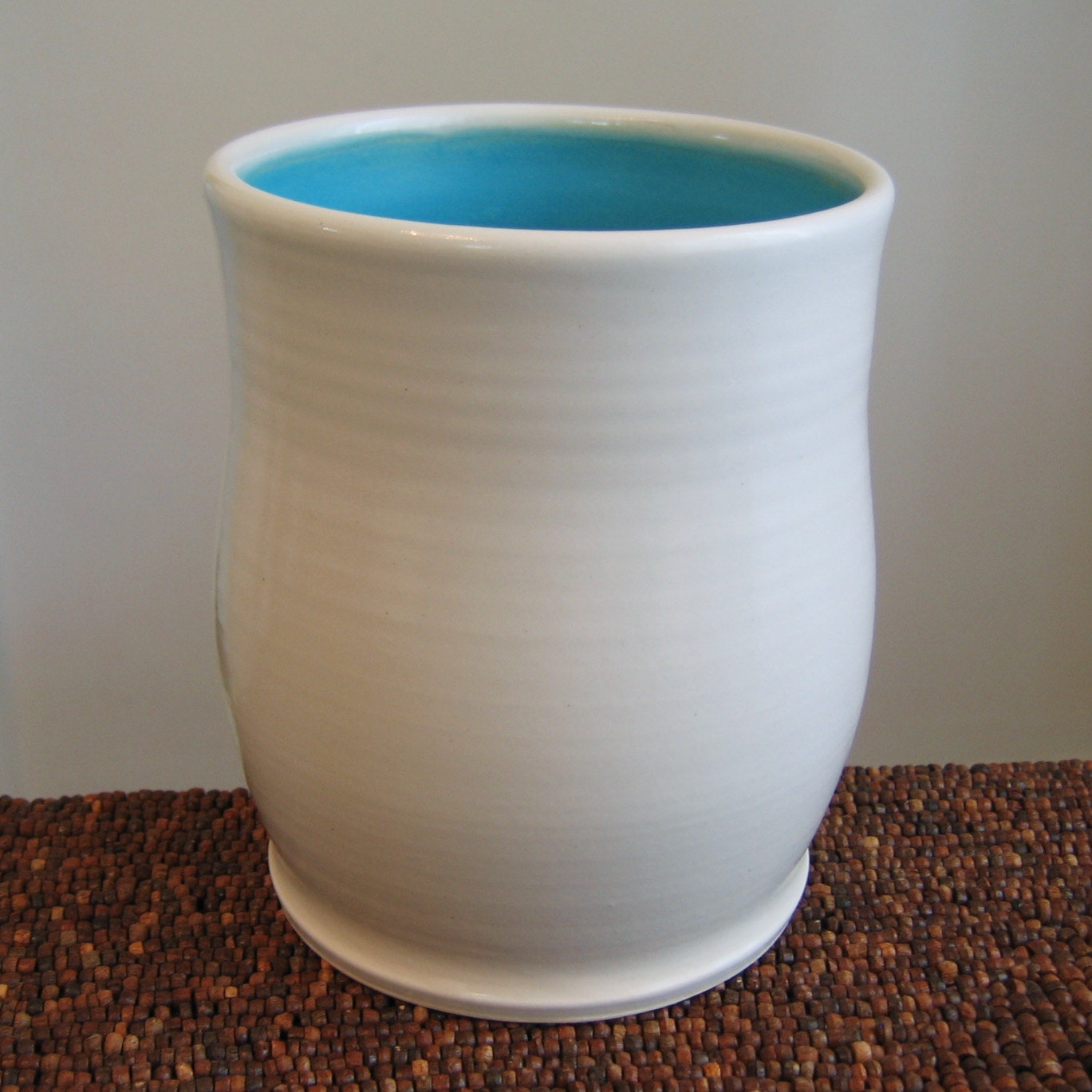 Ceramic Utensil Crock In Turquoise Blue Stoneware by KarinLorenc