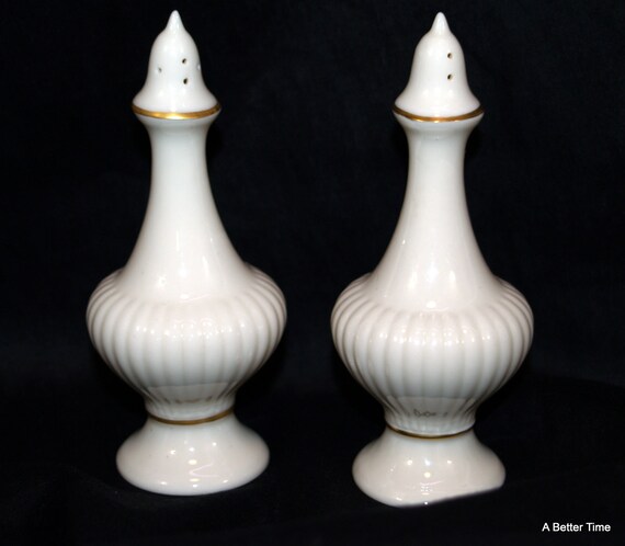Lenox salt and pepper shakers gold trim by ABetterTime on Etsy