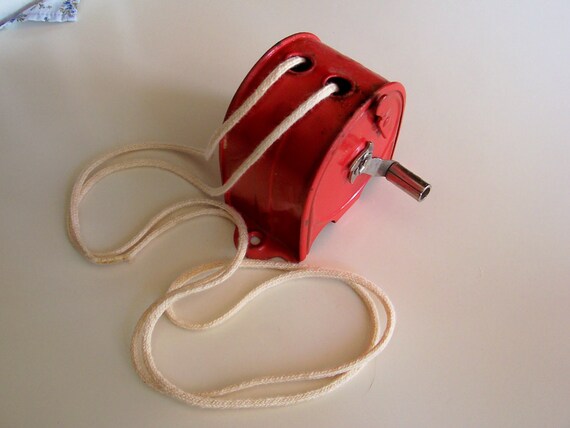 Vintage Clothesline Retractable Metal Clothes by kittykittybowwow