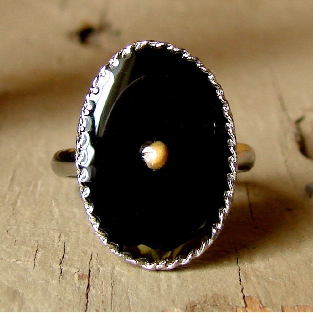 The Mustard Seed Ring - Midnight Black on Antique Silver - dirtroadsouth