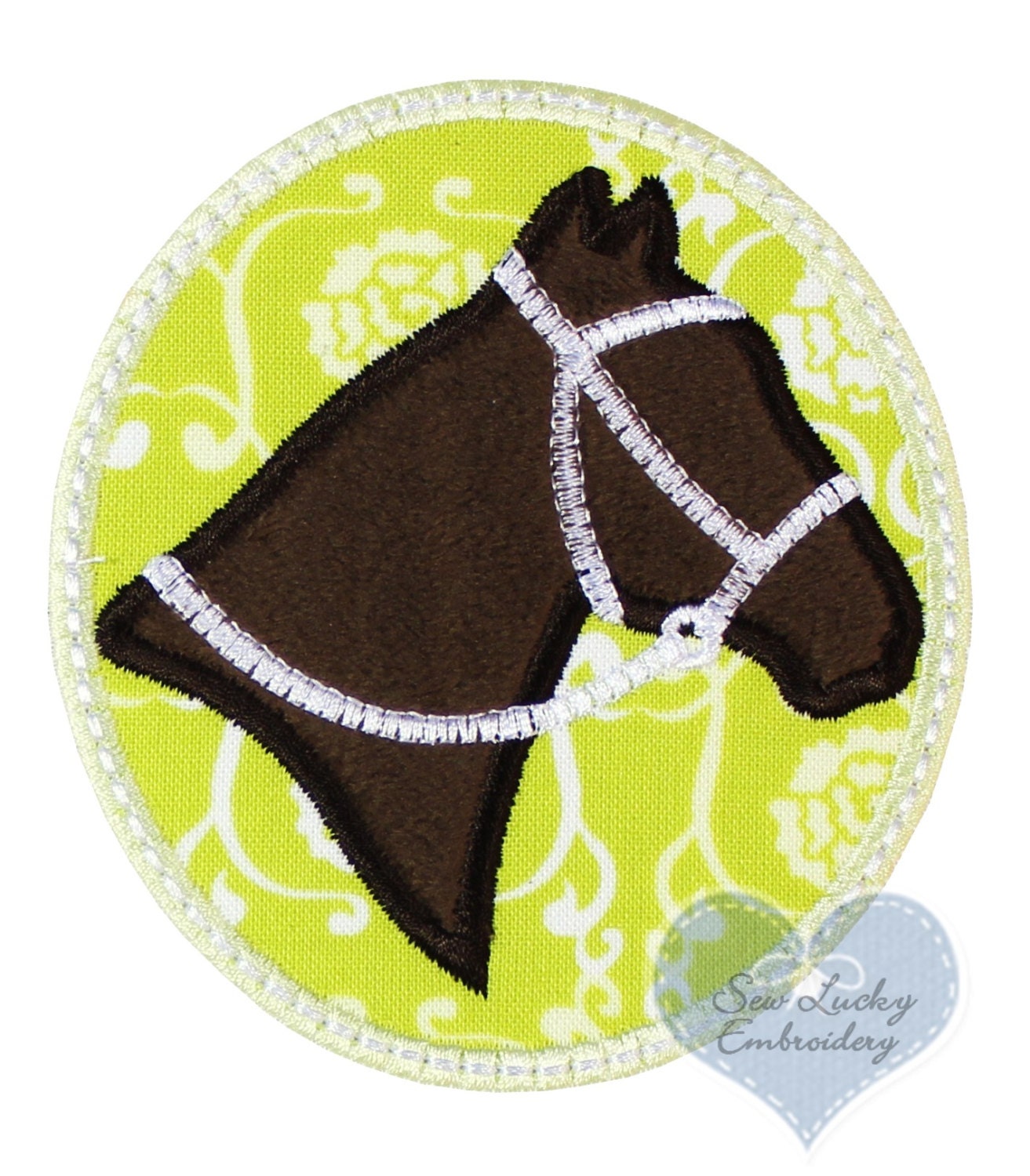 Horse Cameo Applique embroidered patch by sewluckyembroidery