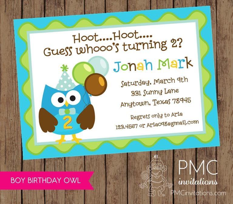 Owl Birthday Invitations - 1.00 each with envelope Il_570xn