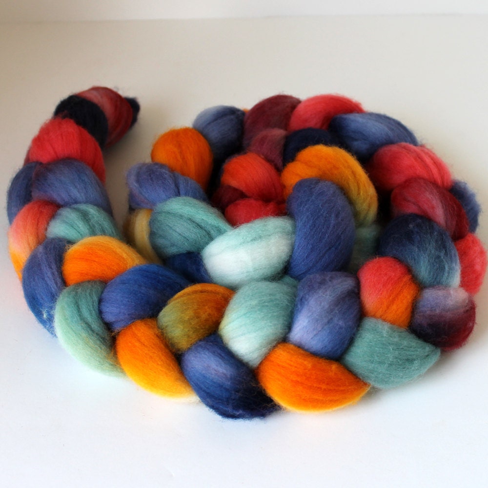 Merino Wool Roving Hand Painted Hand Dyed for by SpunRightRound