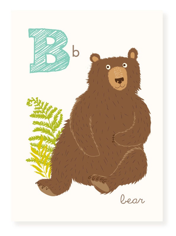 is for Bear - 5x7 art print - nursery art for children