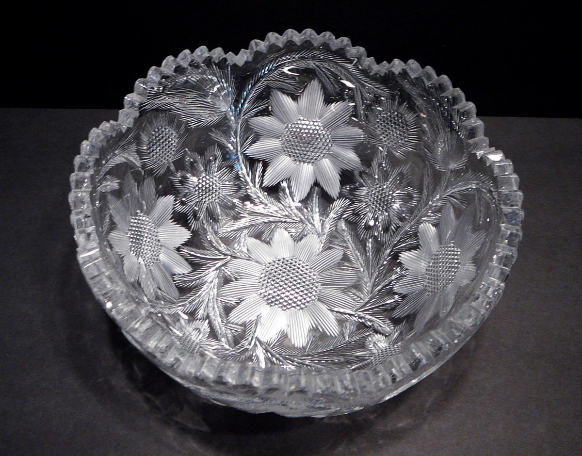 Vintage Cut Glass Serving Bowl Libbey American by EvelynnsAlcove