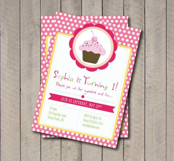 Cupcake Birthday Party Invitation - Sweet Shoppe Cupcake Invite - Digital Printable Invite - Cupcake Invitation Il_570xn