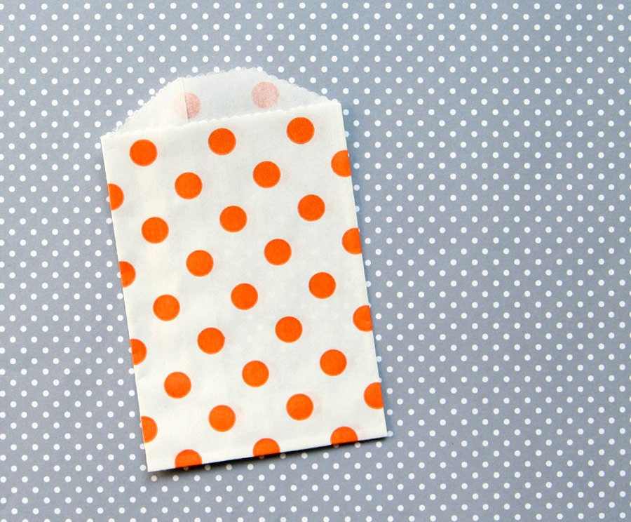 Orange Polka Dot Party Favor Bags - Goody Bags - Mini Size - 2.75 x 4" (20) Il_570xn