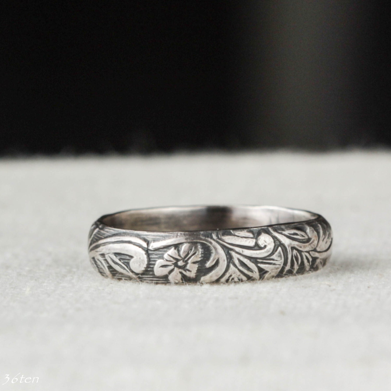 Unique Wedding band, Art Deco, Sterling Silver Ring
