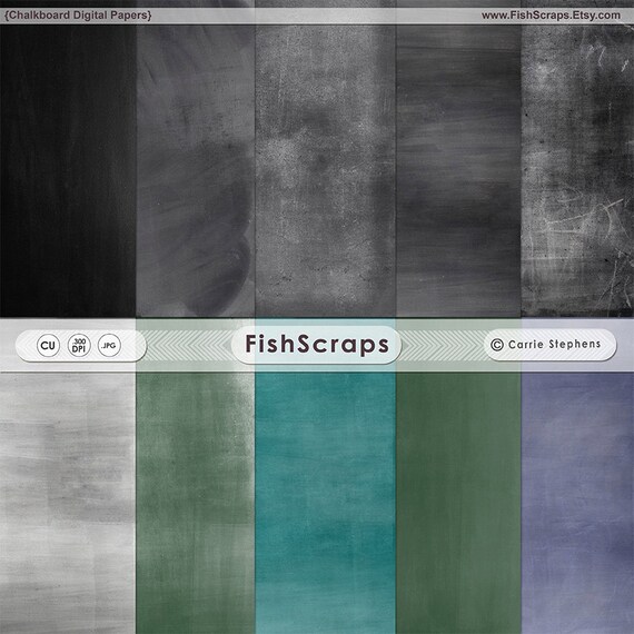 Chalkboard Digital Papers - Grey, Green & Black Chalk Board Backgrounds - Back to School, Teacher ClipArt, Prints, Invitations - Commercial Il_570xn