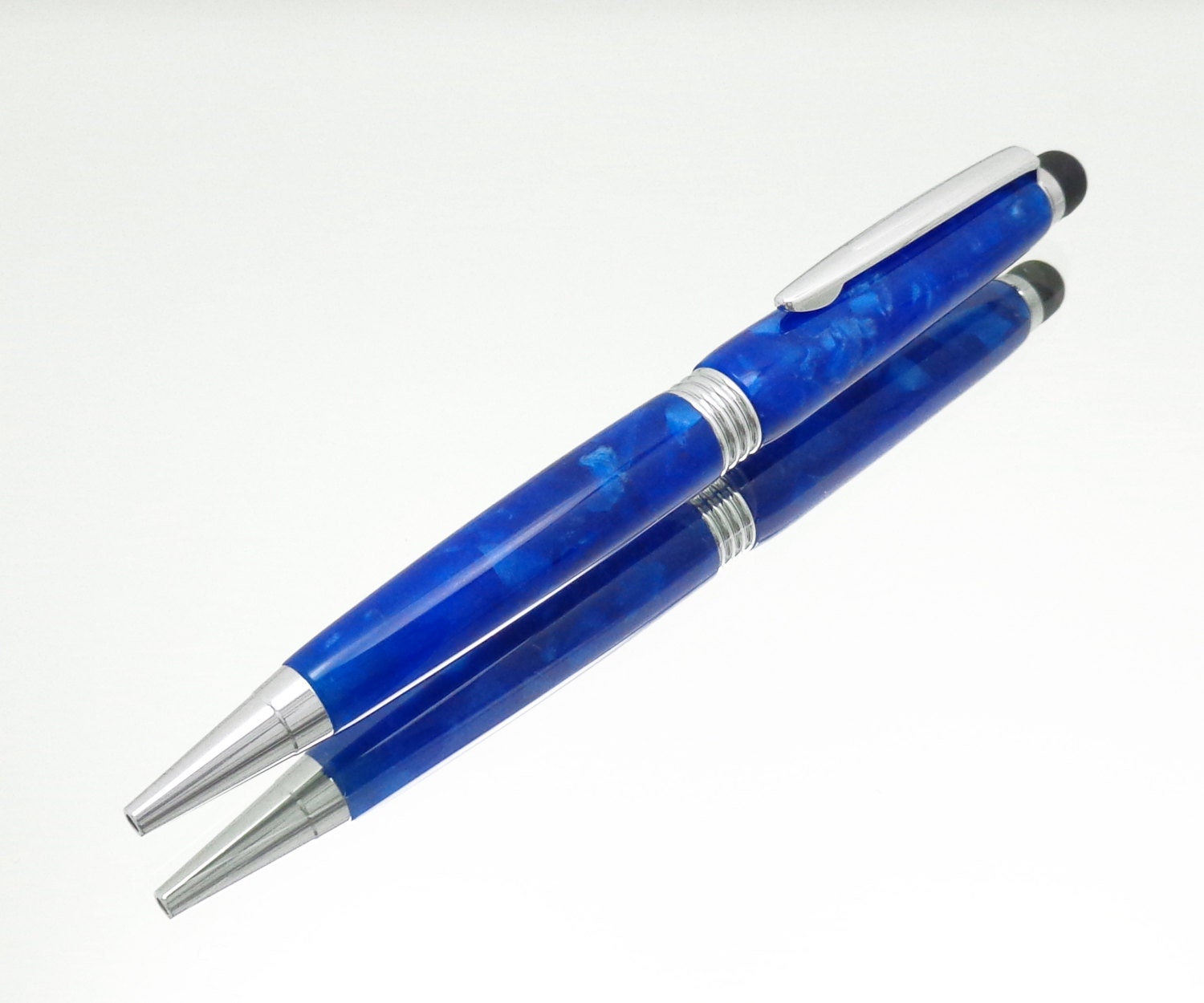 Acrylic Pen - A Writing Pen / Touch Stylus Made With Royal Blue Acrylic In Chrome Fittings - DorianCreations
