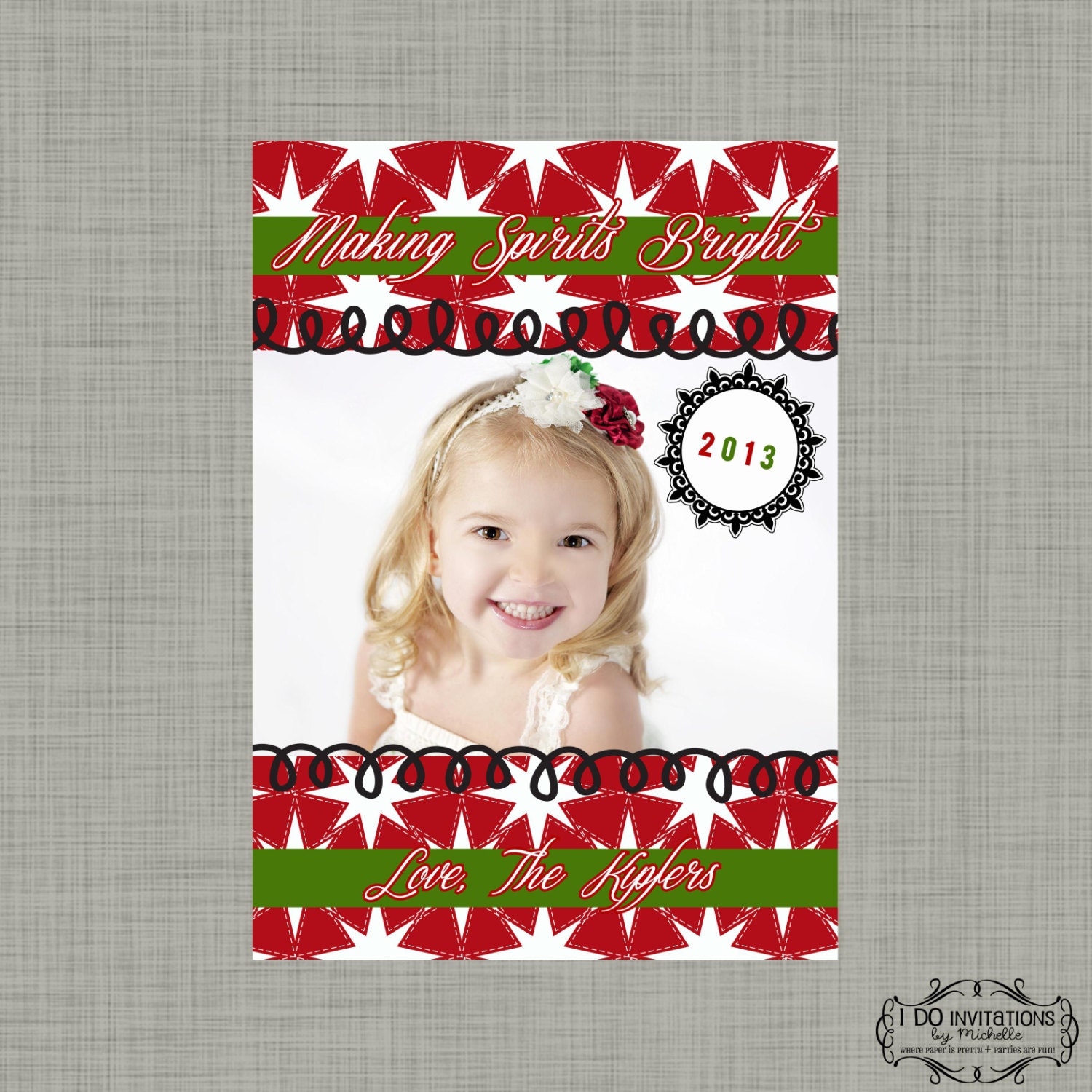 Making Spirits Bright Holiday Photo Card - Digital File Il_570xn