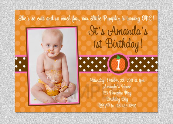 Fall Pumpkin Birthday Invitation , Girls Pumpkin Birthday Party Invites Printable Boys or Girls Il_570xn