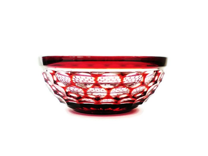 Decorative Glass Bowl Ruby Red Bohemian Glass by vintagebiffann