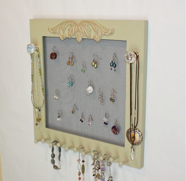 Wall Mount Jewelry Holder Organizer, Fashion Accessory Storage, Wood ...