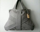GREY HANDBAG / dark grey purse / grey tote bag / grey fashion bag / chic bag / medium grey handbag - Hashibags