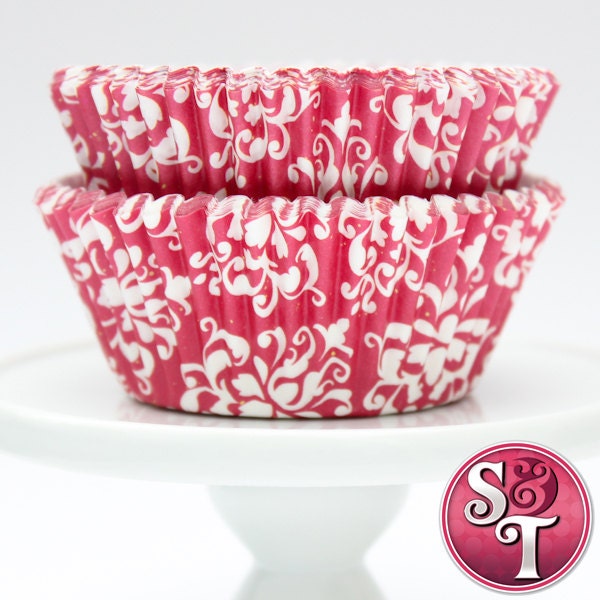 Damask Red GREASEPROOF Baking Cups Cupcake Liners - Quantity 50 Il_570xn