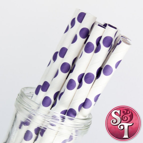 Dot Purple Party Paper Straws - Cake Pop Sticks - Pixie Sticks - Qty 25 Il_570xn