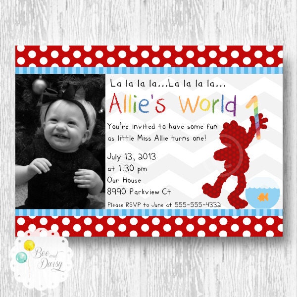 Elmo Inspired Invitation for Birthday Party or Baby Shower - DIY Girls and Boys Invite by BeeAndDaisy Il_570xn