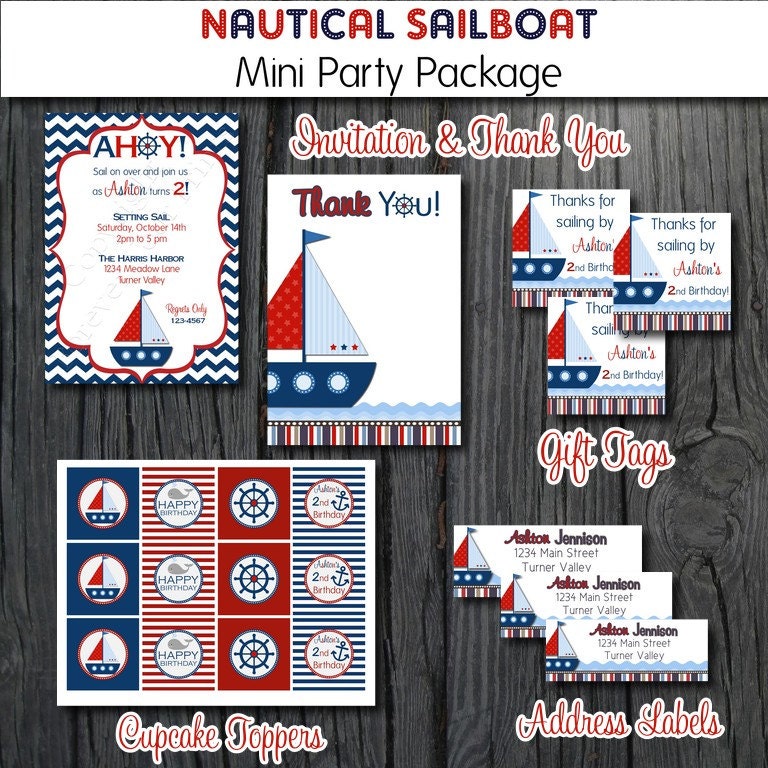 Nautical Sailboat Birthday Party Package - DIY Printables Il_570xn