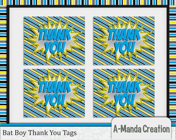 Super Hero Bat Boy Printable Thank You Tags Il_570xn