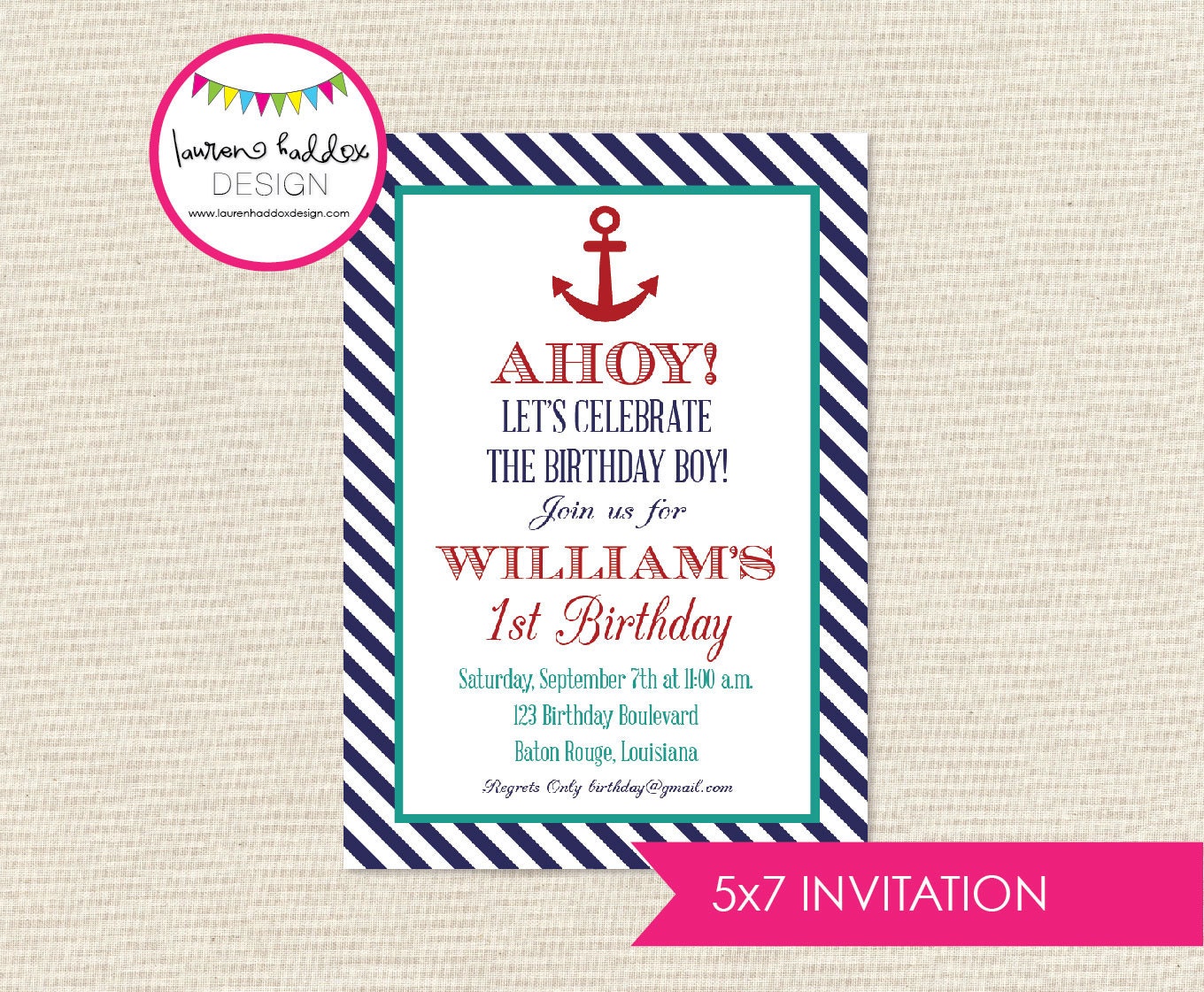 DIY, Nautical Party INVITATION Il_570xn
