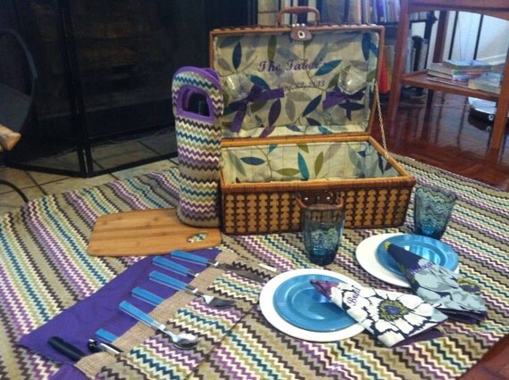 Personalized Custom Made Picnic Basket by Needies on Etsy