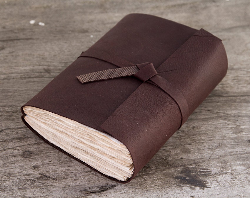 Leather journal, leather notebook, travel journal, travel notebook, leather diary, leather sketchbook, blank book, hand bound brown - BrotherWorks