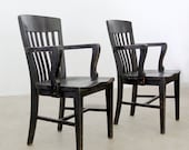 vintage wood chairs / library or office chairs / set of 2 chairs - 86home