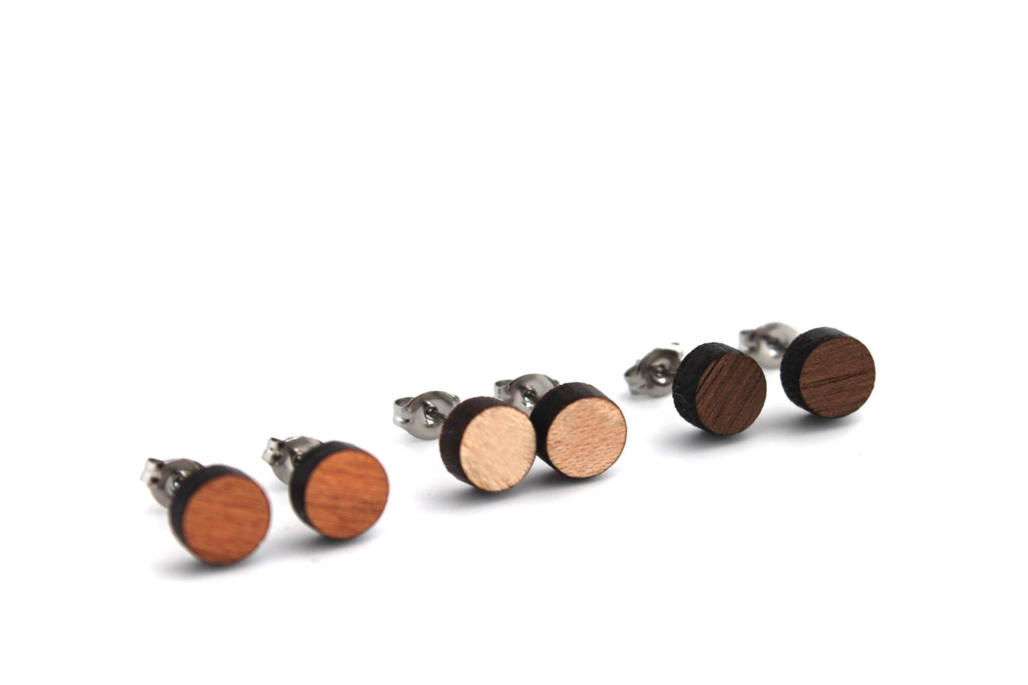Circle Post Earrings - Laser Cut Wooden Geometric Circle Stud Earrings - HavokDesigns