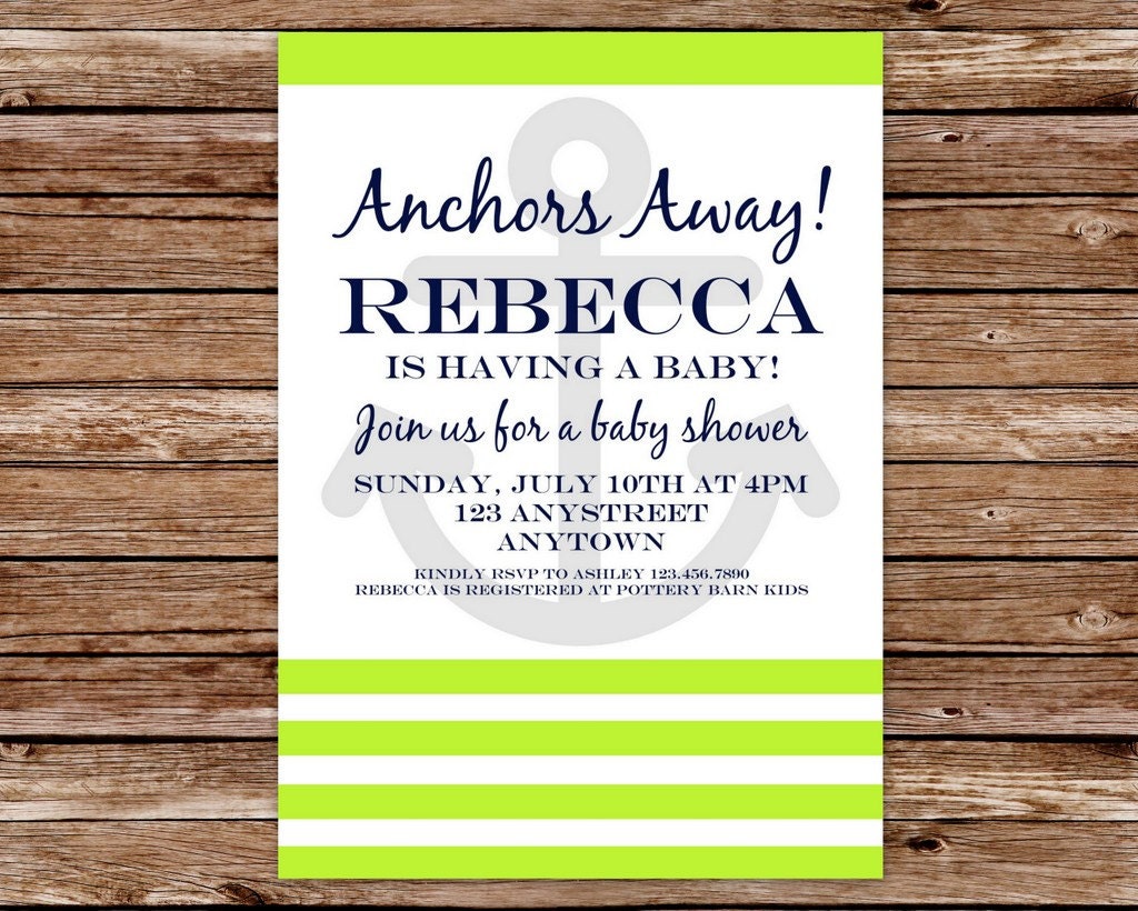 Preppy Nautical Baby Shower or Birthday Party Invitation Il_570xn