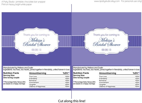 Bridal Shower- Dark Lavender and Light Purple Chocolate Bar Wrappers- Print your own Il_570xn
