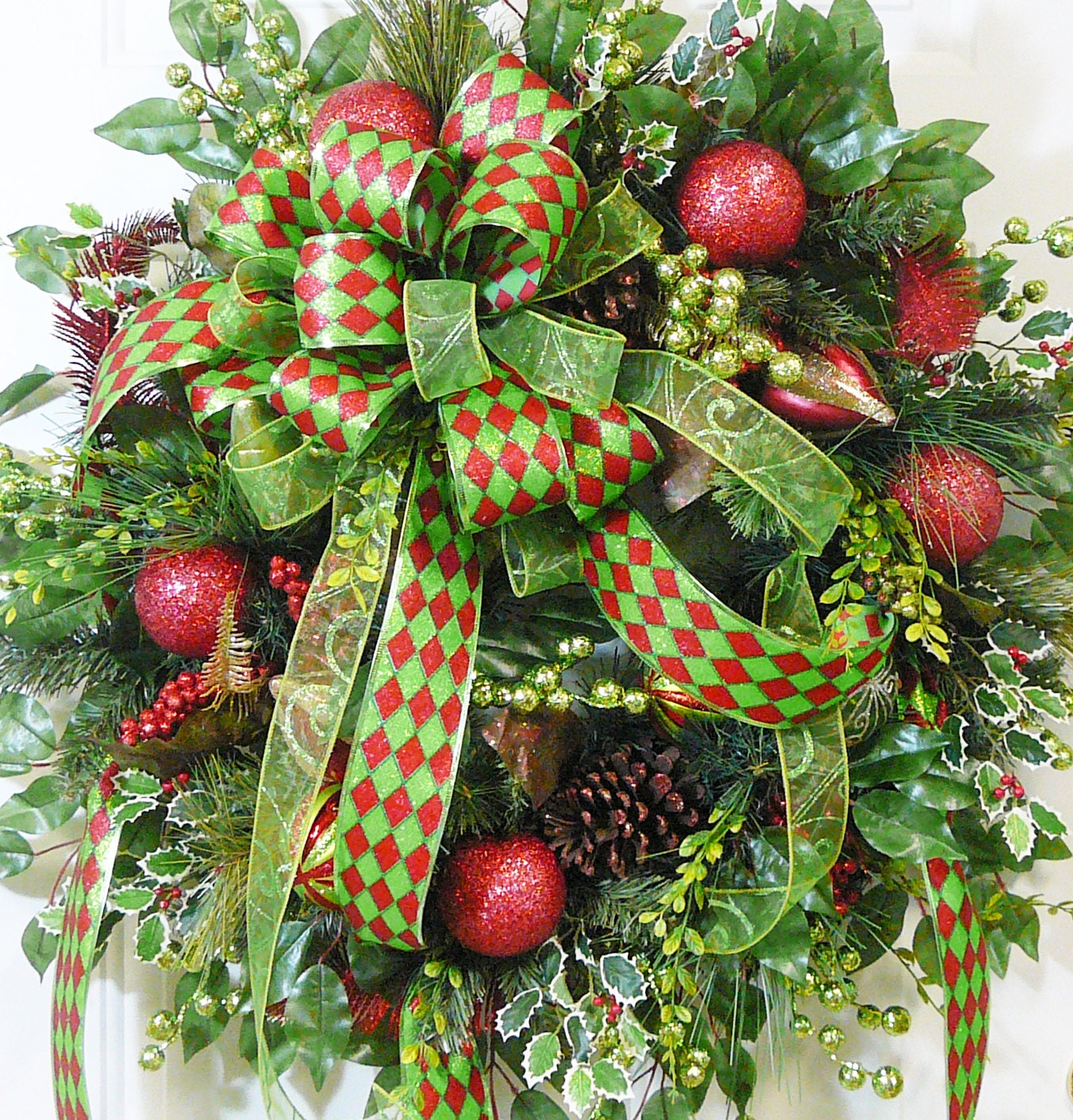 XXL Gorgeous Christmas Outdoor or Wall Wreath by LadybugWreaths