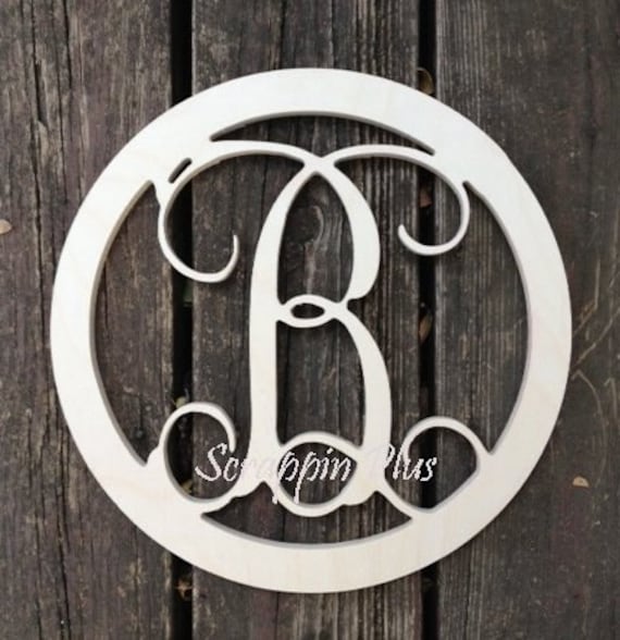26 inch Vine letter 2 inch BORDER Vine connected wooden letters - round