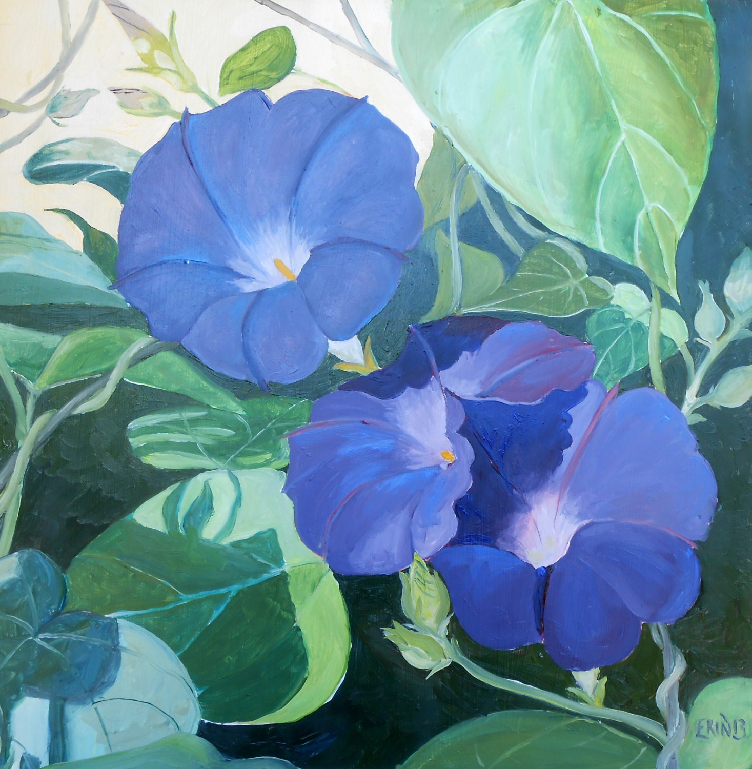 Items similar to Morning Glories Oil Painting, Unframed on Etsy
