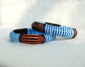 Vintage Bangle Bracelets Pair of Two African Multicolored Bangles