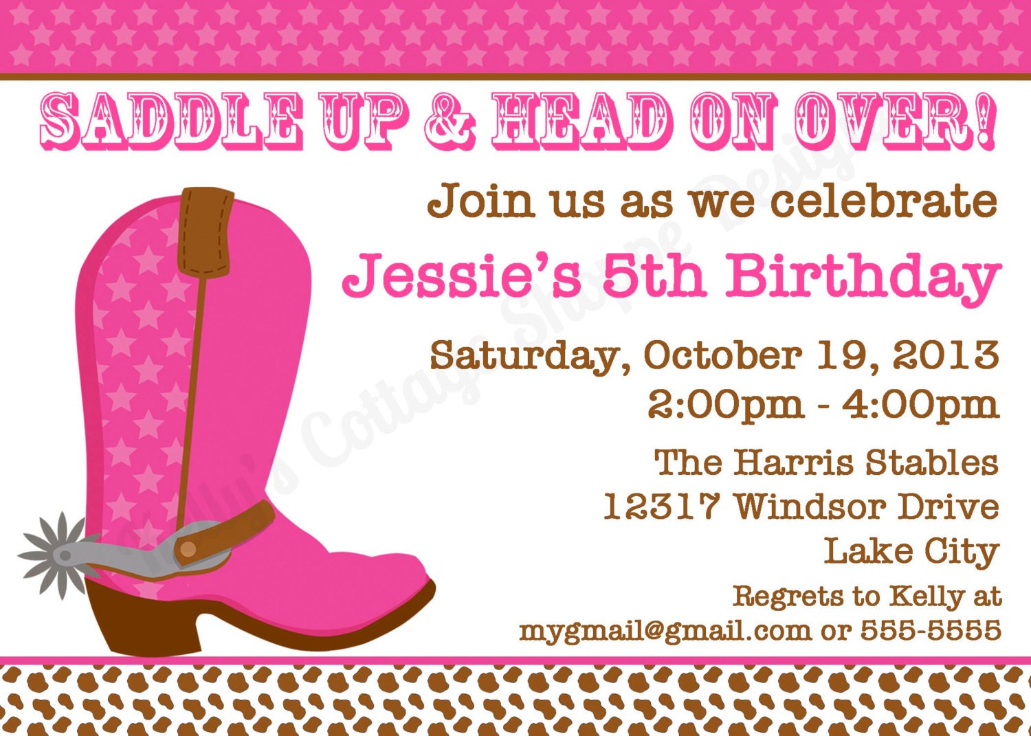 Cowgirl Birthday Party Invitation.... Custom, Printable, Digital Il_570xn