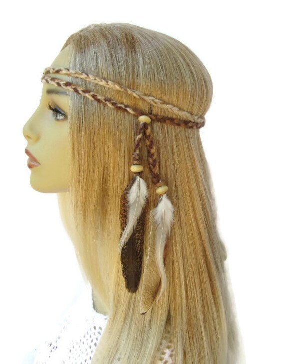 Natural Woman braided hippie boho headband by feathers2gether