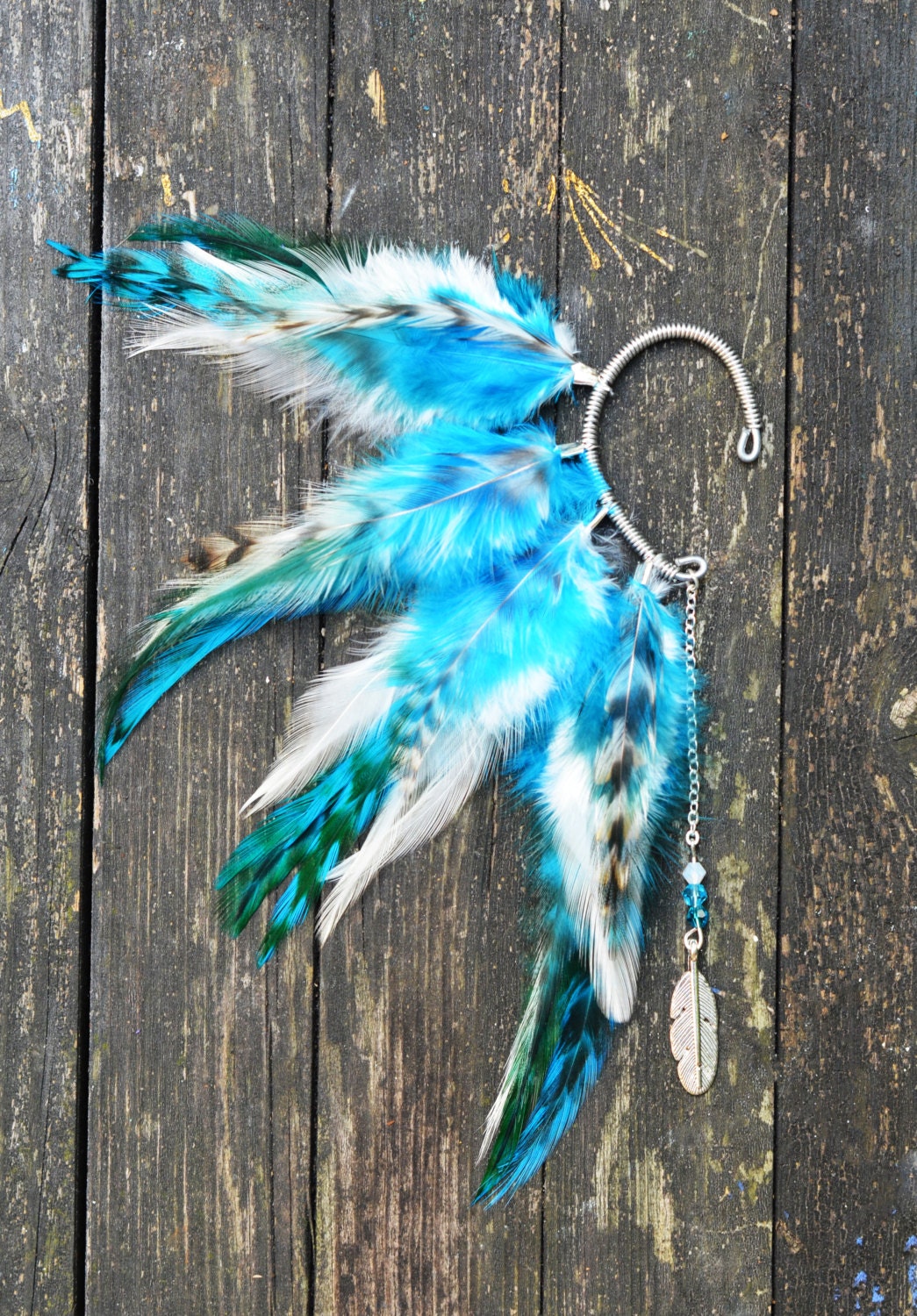 Feather Ear Cuff - Snowflake Sky