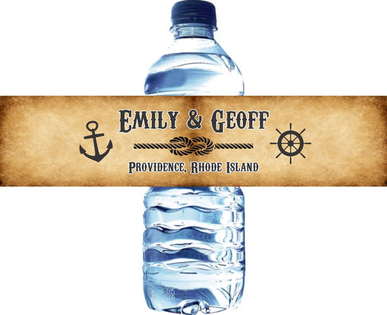 100 Nautical Waterproof Water Bottle Labels - Printed labels with your wedding colors Il_570xn