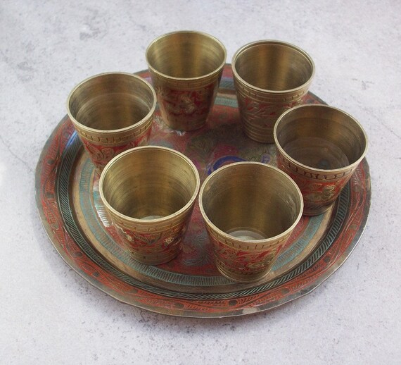 Vintage Brass Shot Glasses or Espresso Cups by nenafayesattic