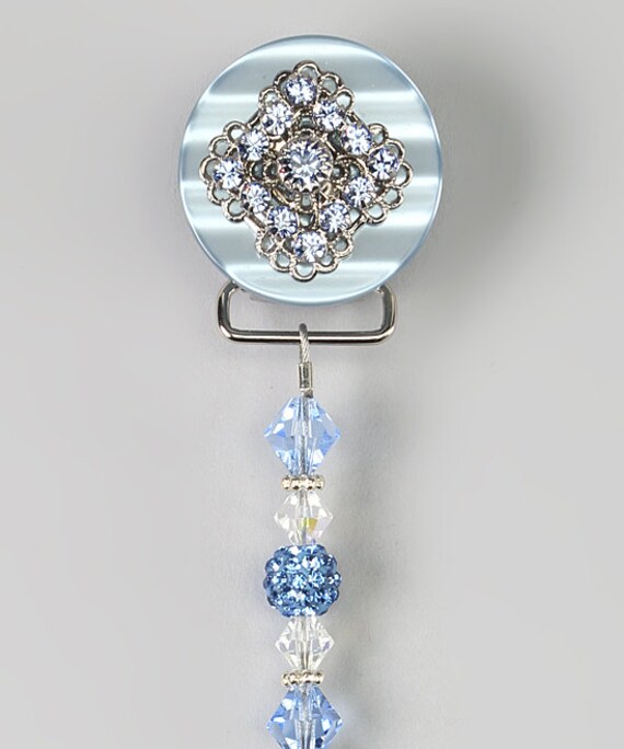 Blue Beaded Luxury Pacifier Clip CSHB by mycrystaldream on Etsy