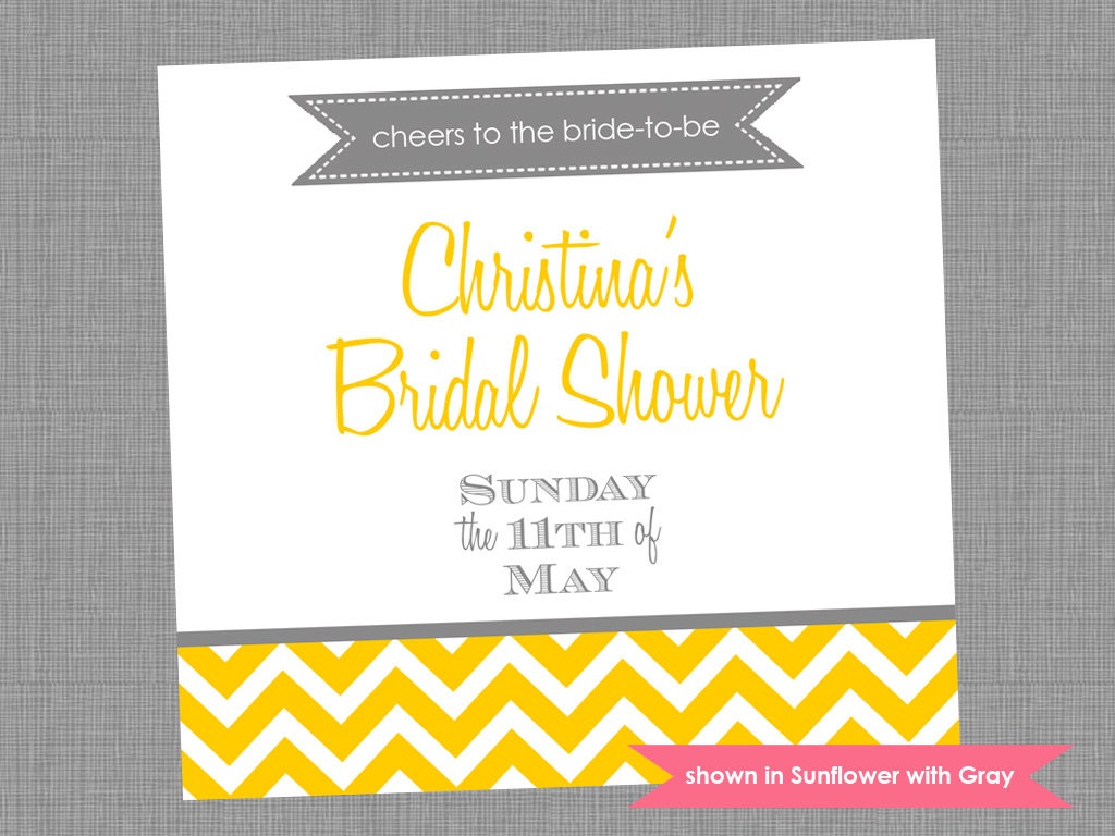 Bridal Shower Champagne Bottle Labels - Printable Bridal Shower Themed Chevron Labels - Colors and Text Customizable Il_570xn